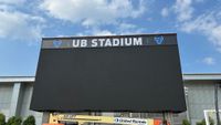 The new digital videoboard and control room at UB Stadium. 