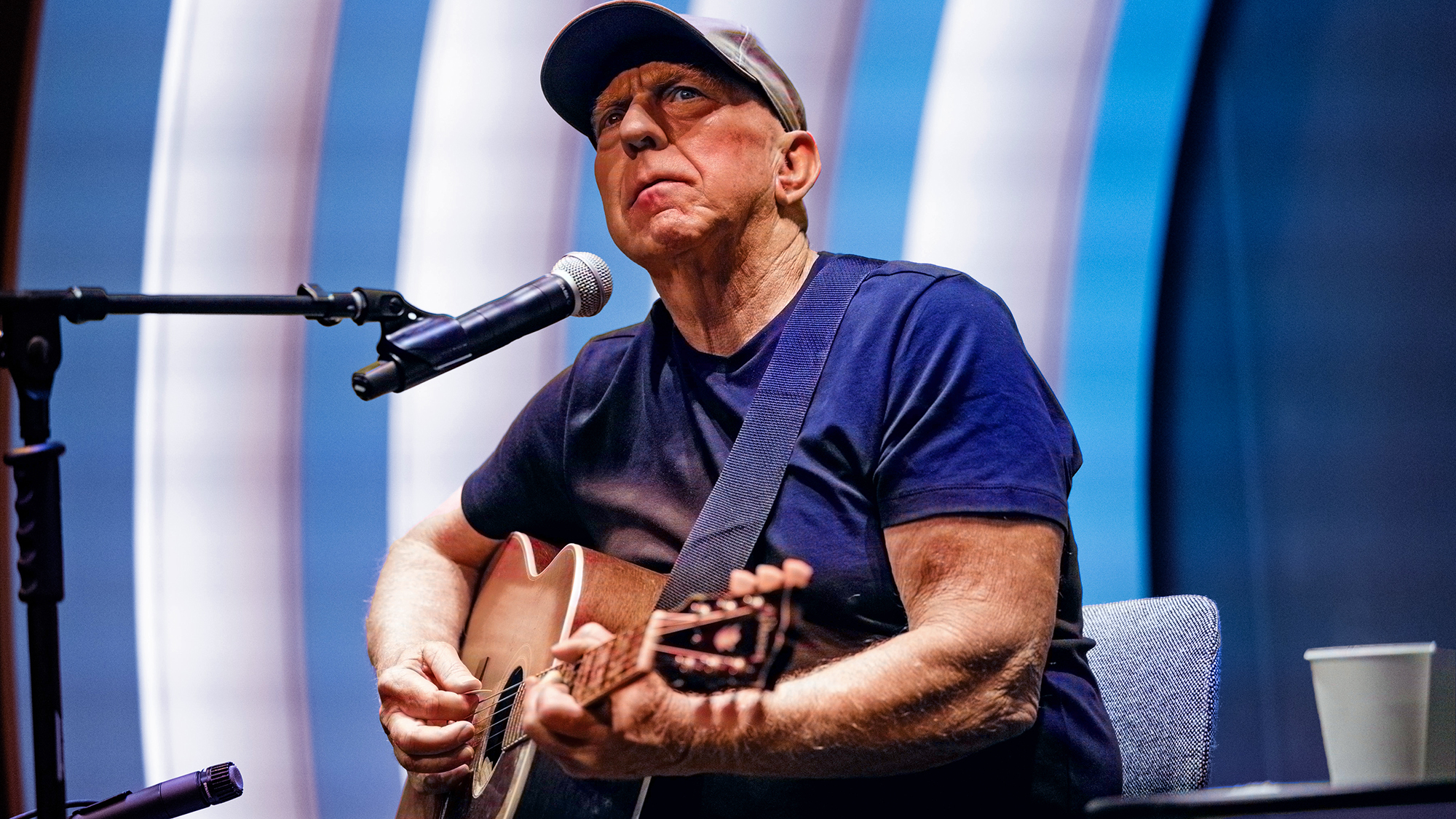 Rock and Roll Hall of Fame inductee Bernie Leadon, founding member of The Eagles, performs at Warner Music Group on July 31, 2025 in Los Angeles, California.