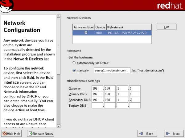 Step 8: Network settings