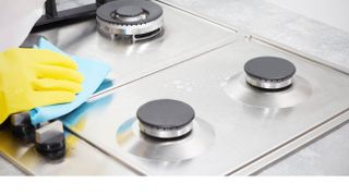Wiping dry stove top