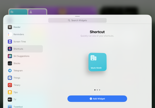 Screenshot showing the Small shortcuts widget.