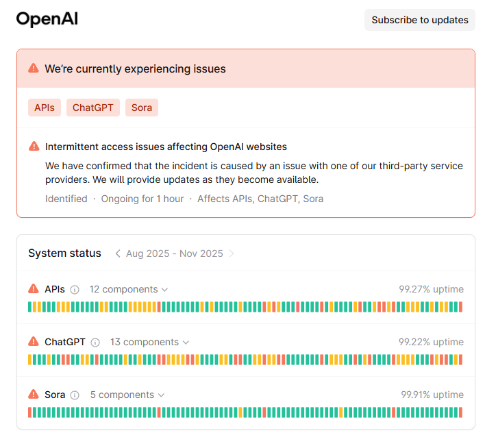 OpenAI status page