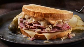 Pastrami and swiss cheese sandwich