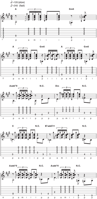 rasgueado lesson example 6 (page 1)