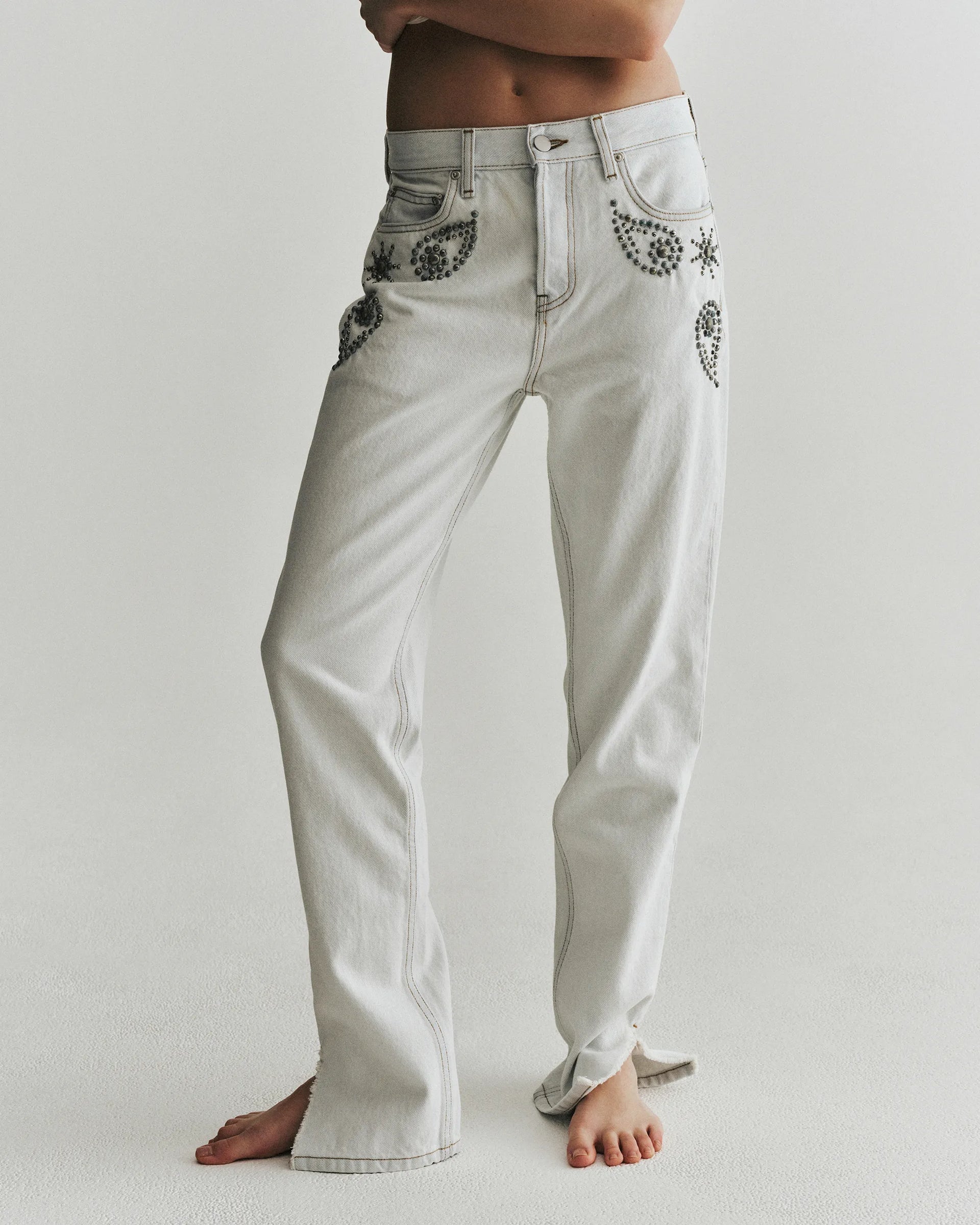 Sunset Studded Low-Rise Jean | Cloud - 24