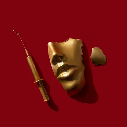 golden mask and syringe 