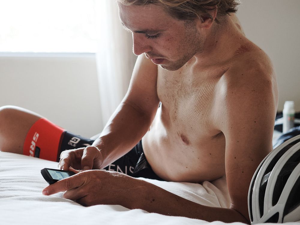 Rider, Jonny Brown, checks his progress on Wahoo Elemnt Bolt.