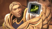A paladin in World of Warcraft looks surprised at the icon for Lighthook Grapple, which has been edited onto the image.