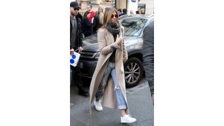 Jennifer Aniston wearing tailored coat