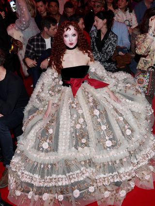 PARIS, FRANCE - MARCH 09: Chappell Roan attends Valentino "Le meta-theatre des intimites" show as part of Paris Fashion Week on March 09, 2025 in Paris, France.