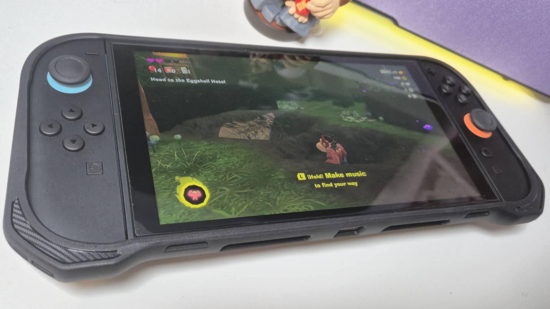 Photo by Rosalie Newcombe of Donkey Kong Banana running on Switch 2 with the Spigen Rugged Armor case on it.