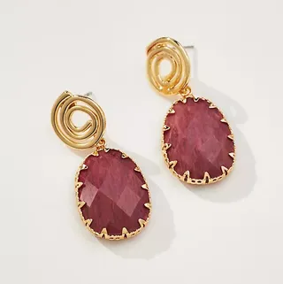 Anthropologie Gold-Plated Mini Spiral Stone Drop Earrings