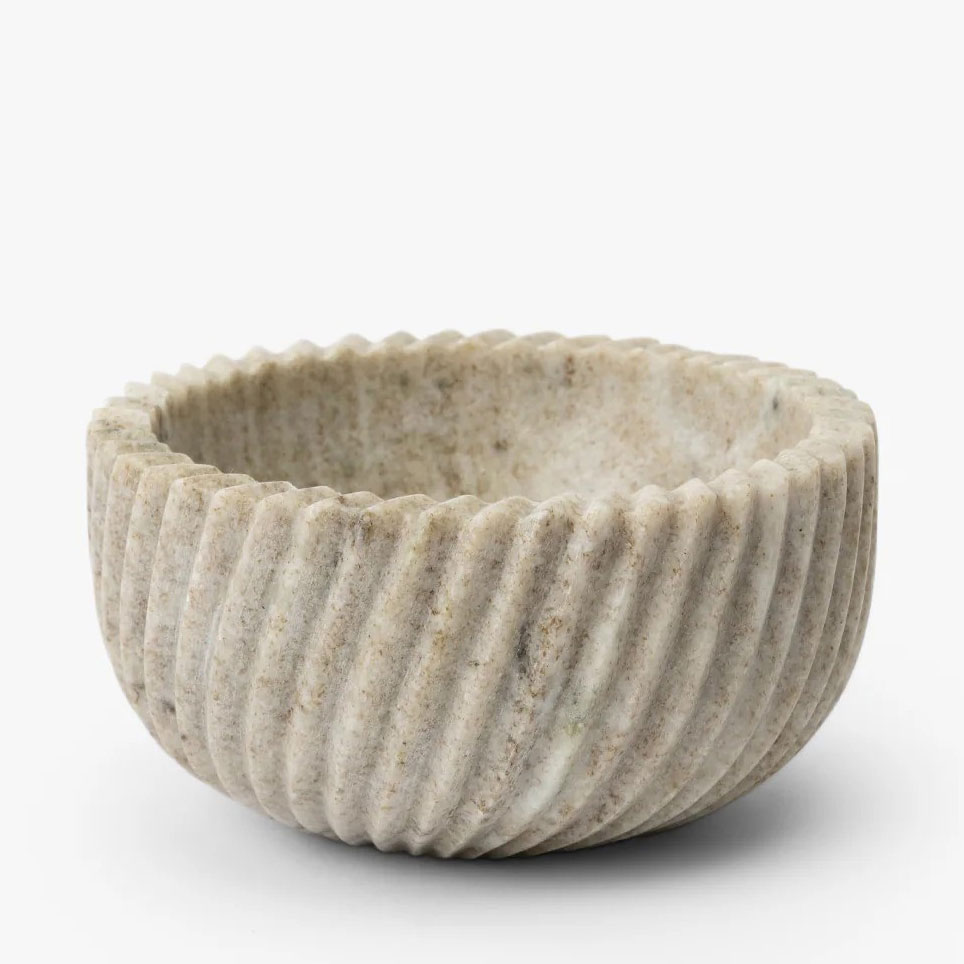 Beige Spiral Marble Bowl