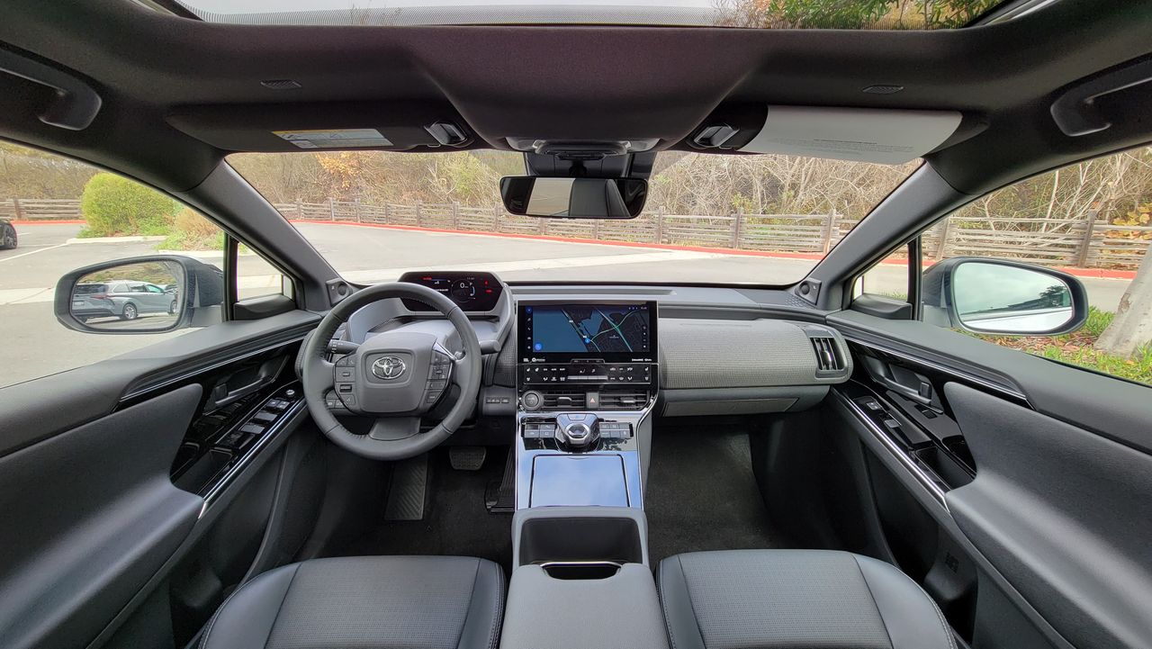 Full width view of the dash in the Toyota bZ4X
