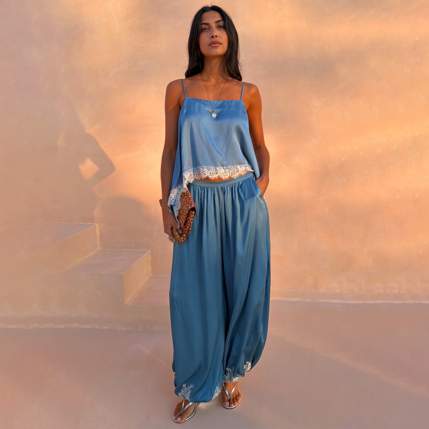 Blue Lace Balloon Trousers - 6