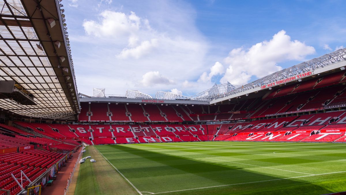 Wide shot of Old Trafford, the stadium of Man Utd Football Club