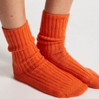 orange cashmere socks