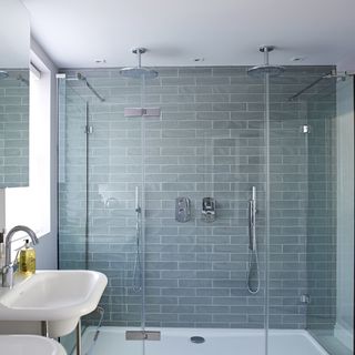 bathroom with walk in shower and basin