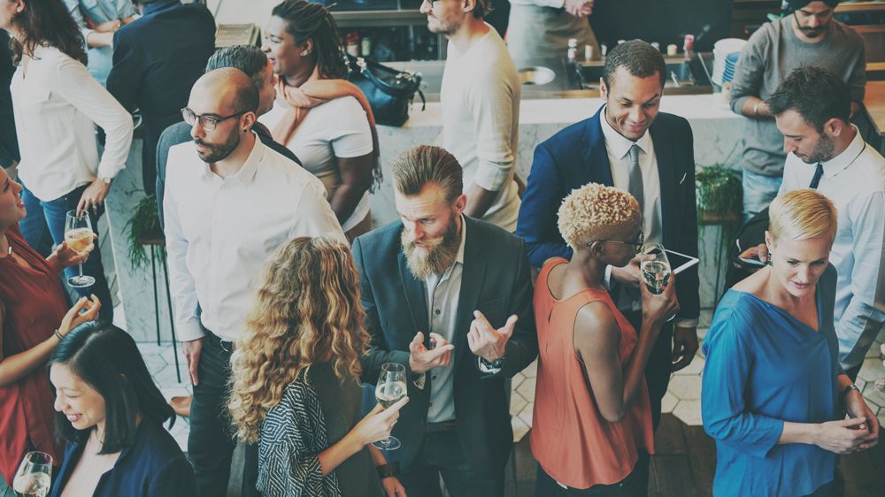 Crowd of people networking