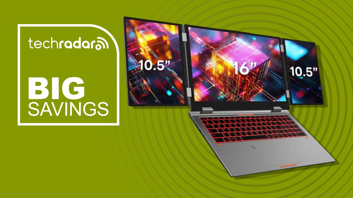 This wild triple-screen 16-inch Windows 11 Pro laptop packs a Core i7, 64GB RAM, and 2TB SSD - and it's better than half price right now