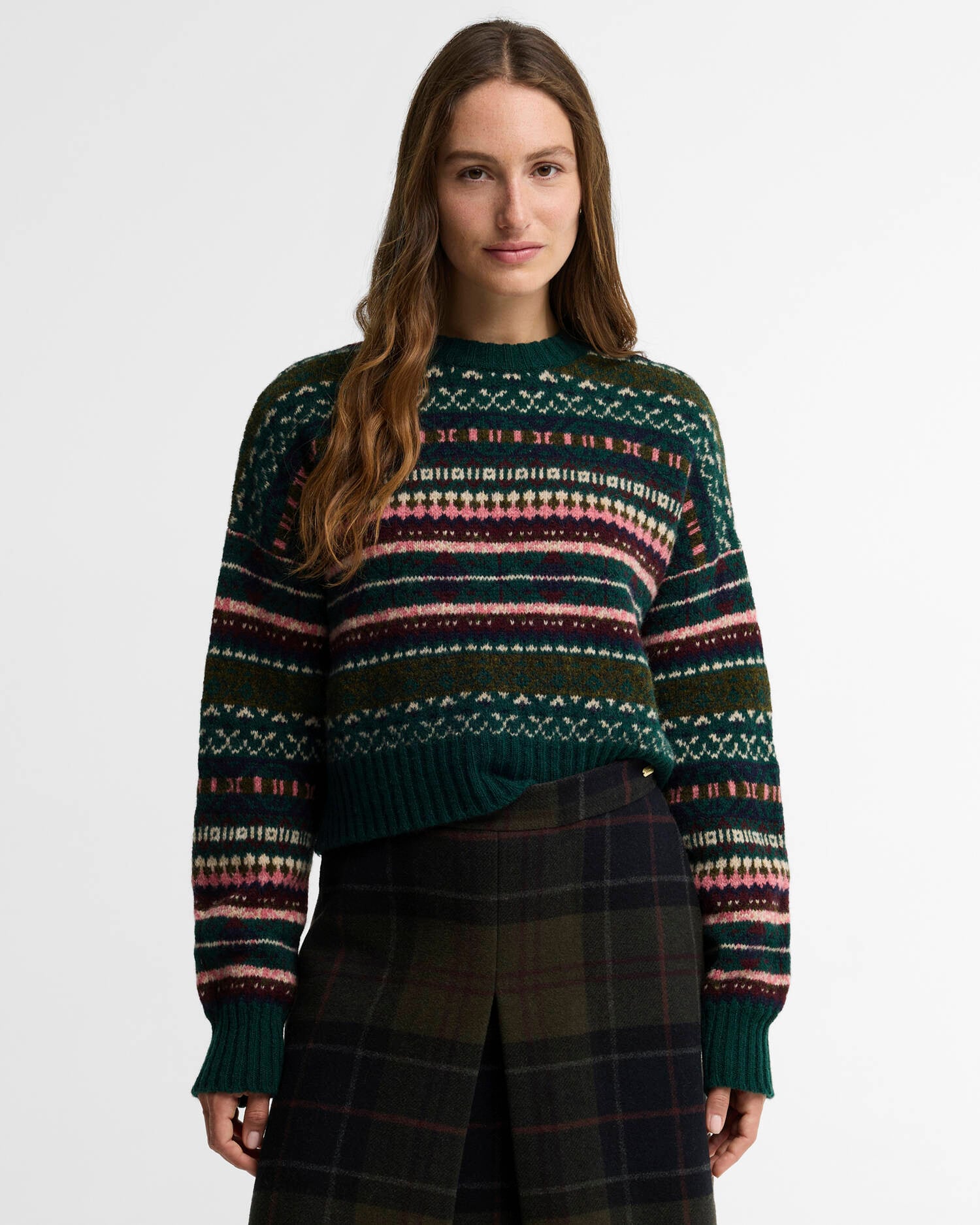 Scottish Made Overton Wool Cropped Crew Neck Jumper