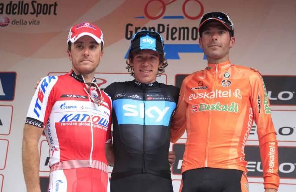 Luca Paolini, Rigoberto Uran and Gorka Verdugo on the podium