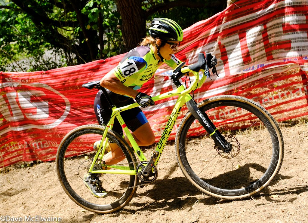 Natasha Elliot (Garneau Easton Cycling) on the steepest run-up