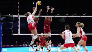 Martyna Czyrnianska of Poland in action during the 2025 Women's Volleyball Nations League match between Thailand and Poland
