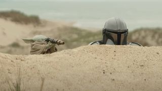 Mando and Baby Yoda in The Mandalorian and Grogu trailer