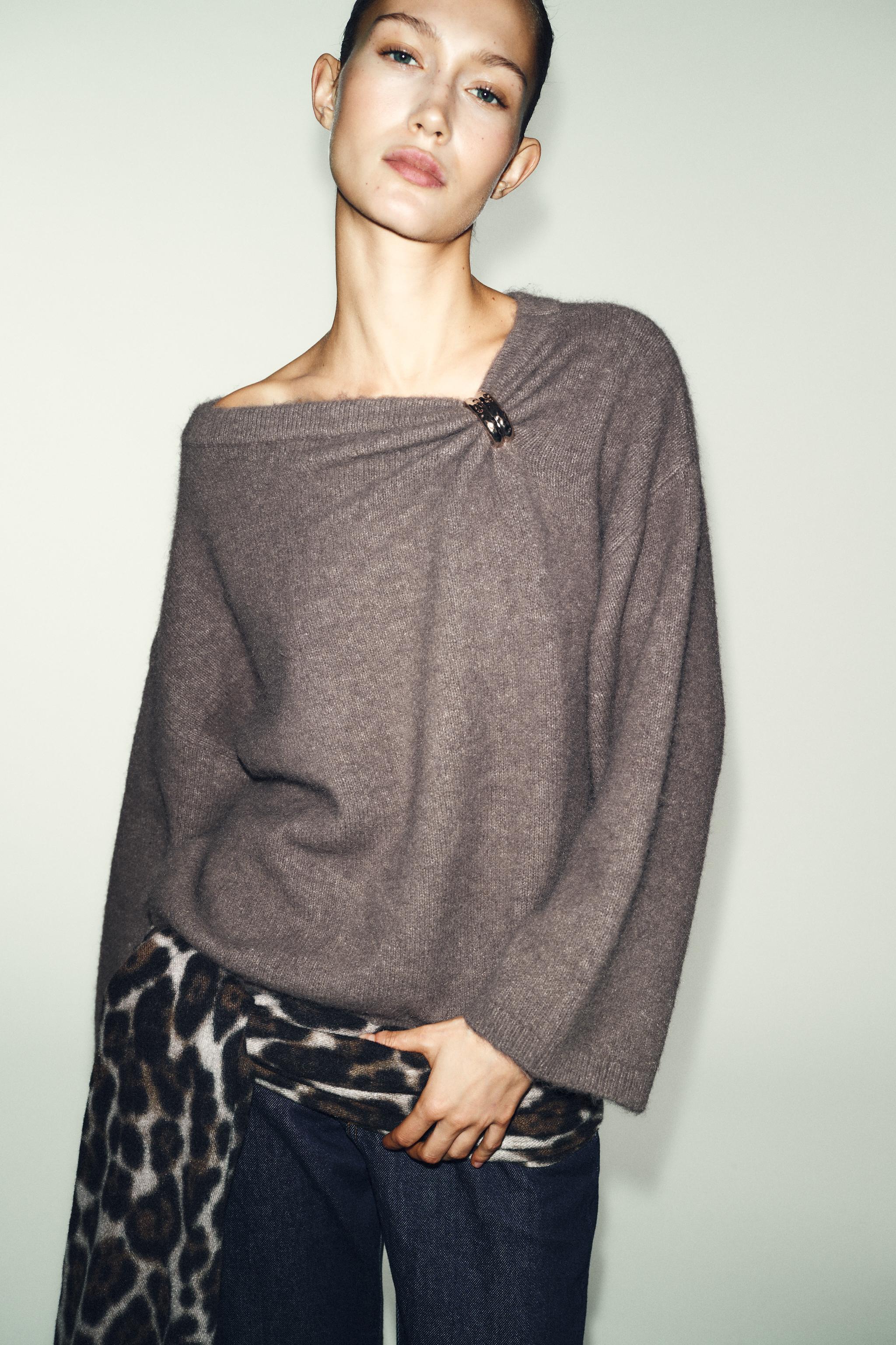 Knit Jumper With Brooch