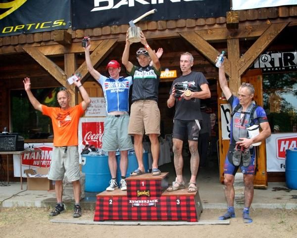 Mens 50+ Podium Ron Sanborn (Einstein) takes the win.