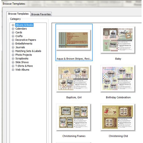 Scrapbook Factory Deluxe image: The software has many themed templates for a variety of occasions.