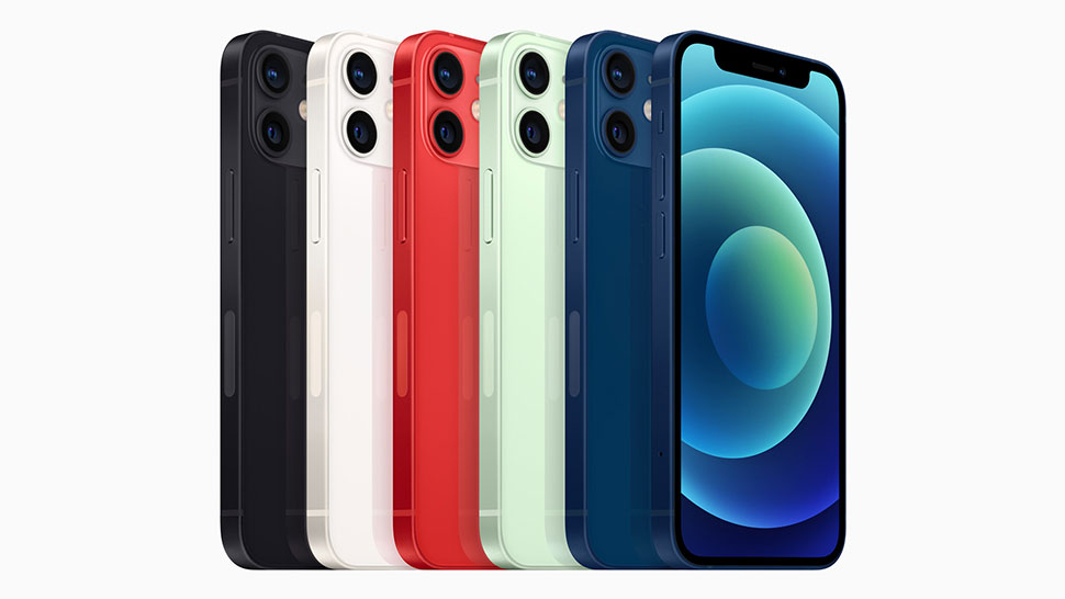 Apple's iPhone 12 range in a variety of colours.