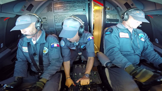 Three pilots jointly control the aircraft during a parabolic flight simulating reduced gravity with scientific precision.