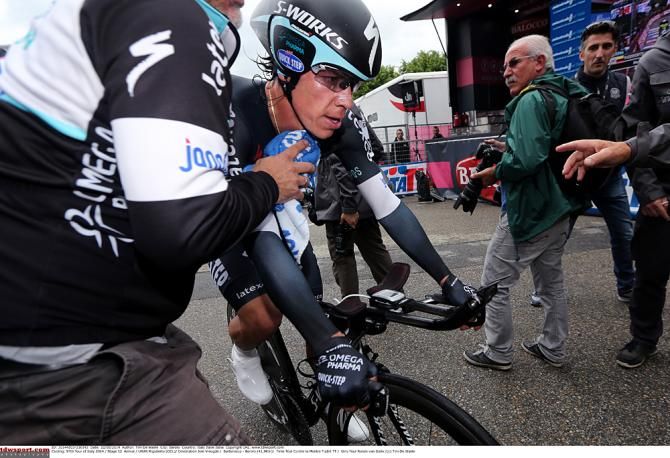 Rigoberto Uran (Omega Pharma-Quickstep) after winning the stage 12 time trial at the Giro d'Italia