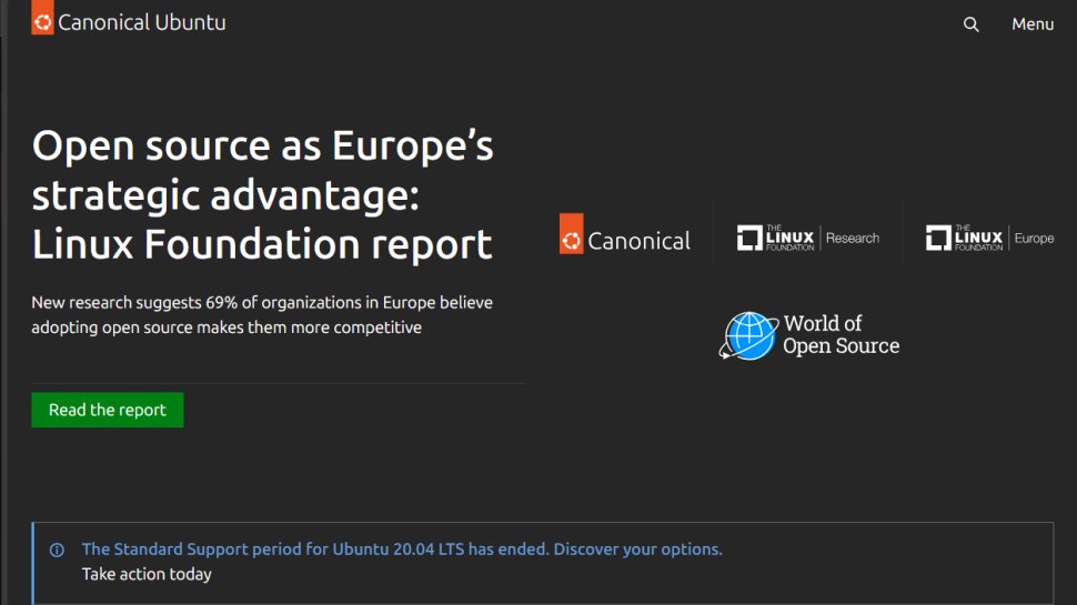Ubuntu website screenshot (September 2025).