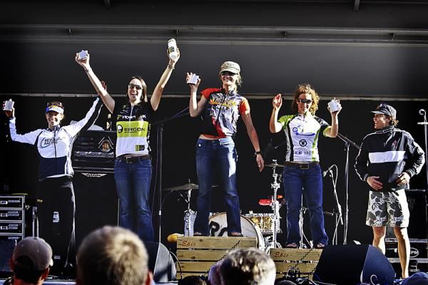 The women's podium at the Whiskey Off Road Race