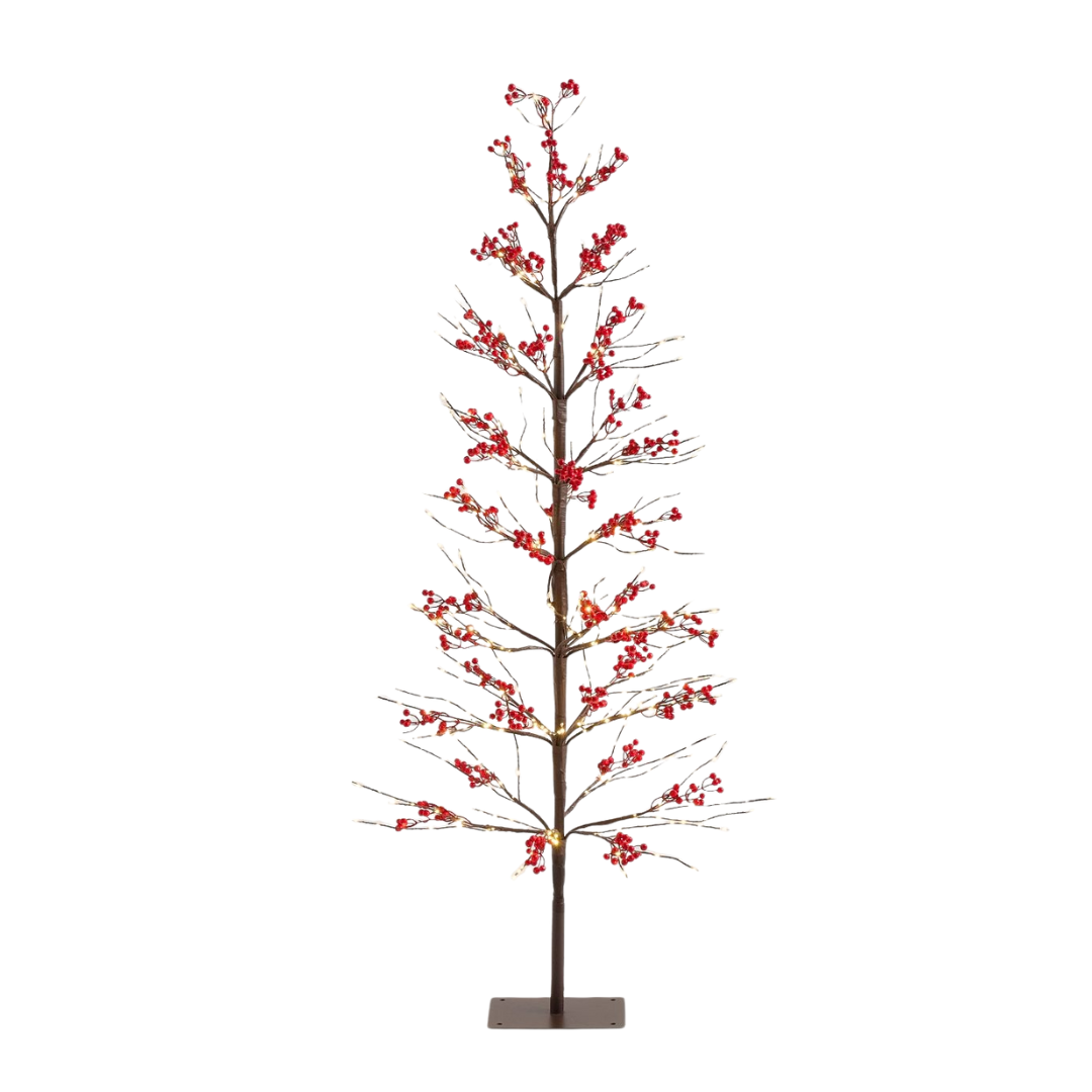 Pottery Barn, 5&#039; Lit Twinkling Twig Berry Tree