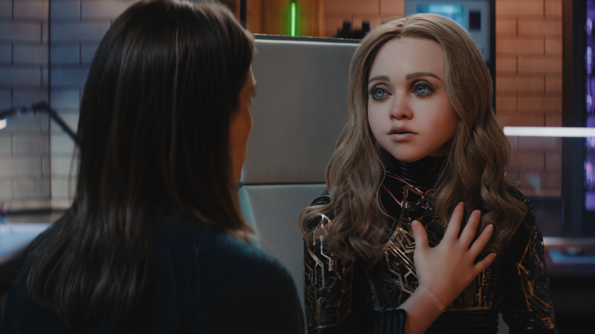 Allison Williams as Gemma and M3GAN doll in M3GAN 2.0