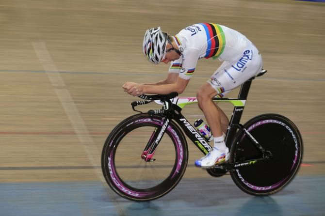 Rui Costa tries out his time trial position on his new bike