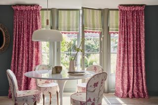 French country decor with pink curtains