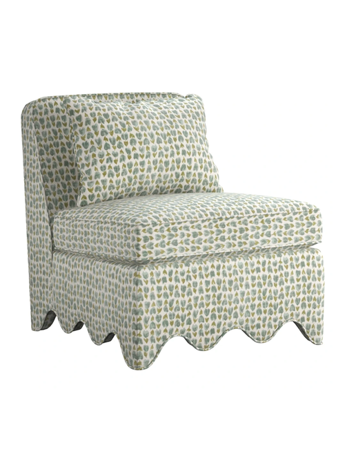 Isabella Updated Traditional Floral Scalloped Accent Chair