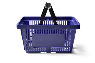 Purple shopping basket on a white background