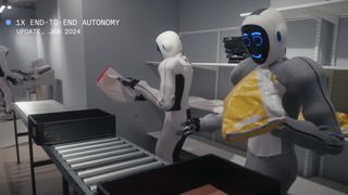 EVE robots sorting mail in a demo video