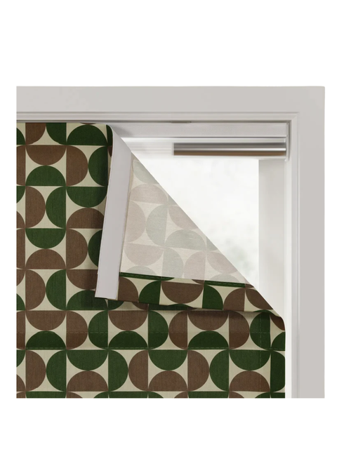 Print Linen Cotton Cordless Roman Shade in MM-M05 Taupe Forest