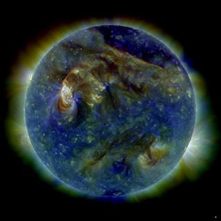 NASA's Solar Dynamics Observatory snapped this multi-wavelength extreme ultraviolet image of the sun, showing the sun