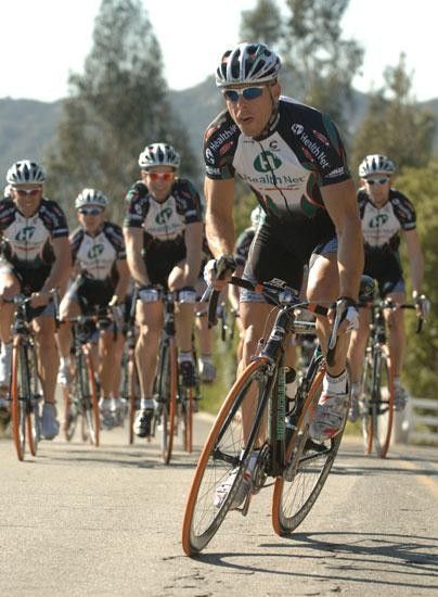 Karl Menzies gives it a go on a training ride.