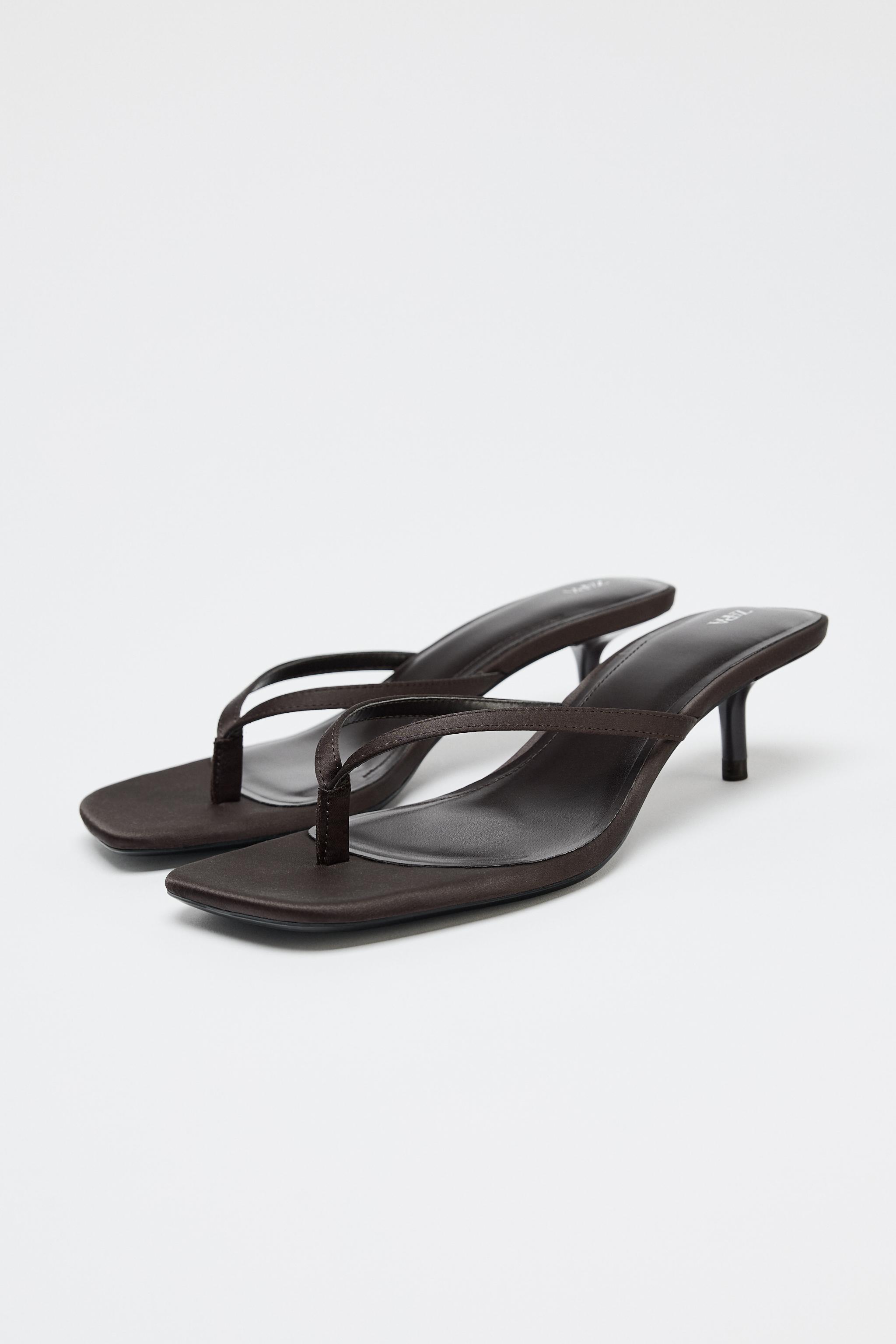 Satin Kitten-Heel Sandals