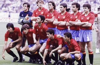 Spain line up ahead of a match at Euro 1984.