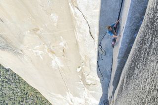 Lead climbing The Nose on El Capitan